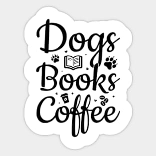 Dogs Books Coffee Sticker